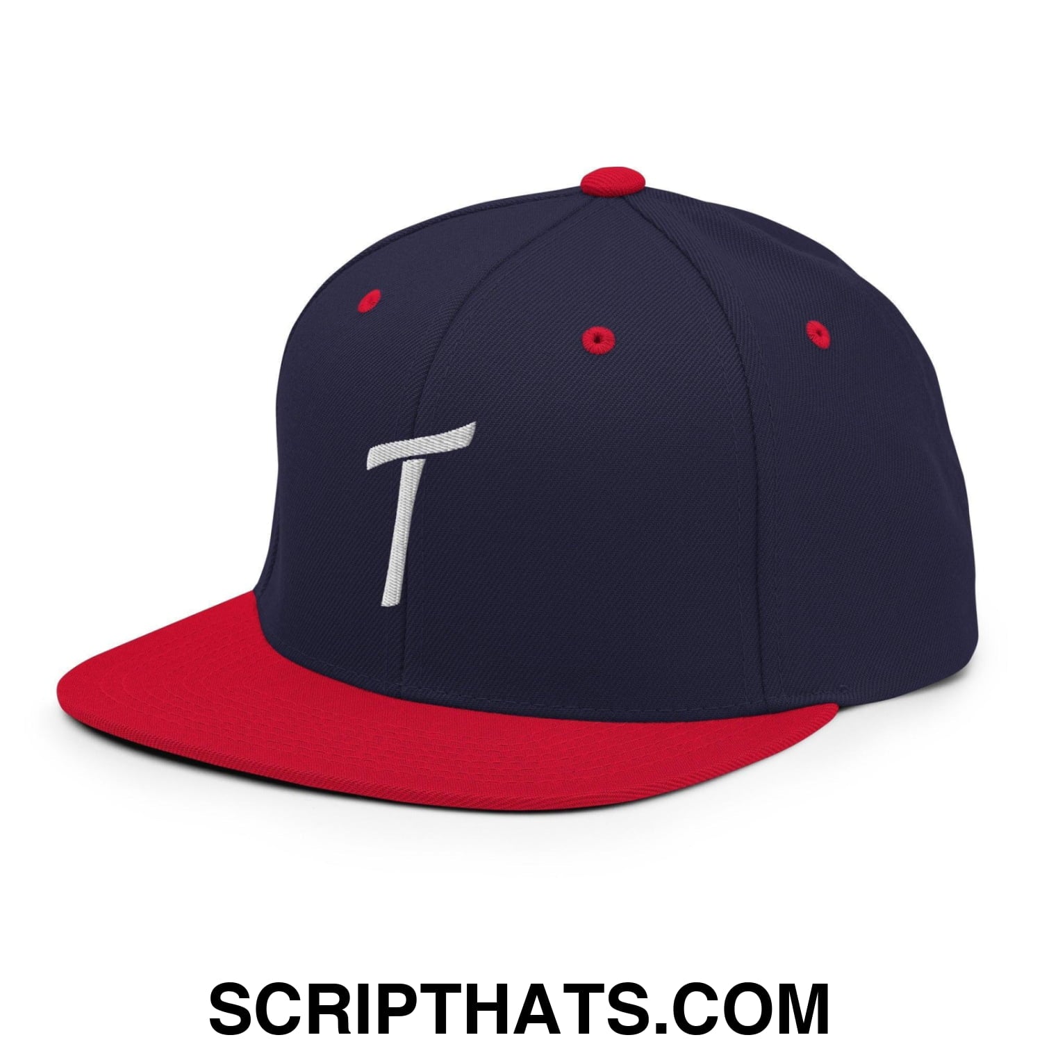 Tulsa Letter T Vintage Sports Script Snapback Hat Navy Red