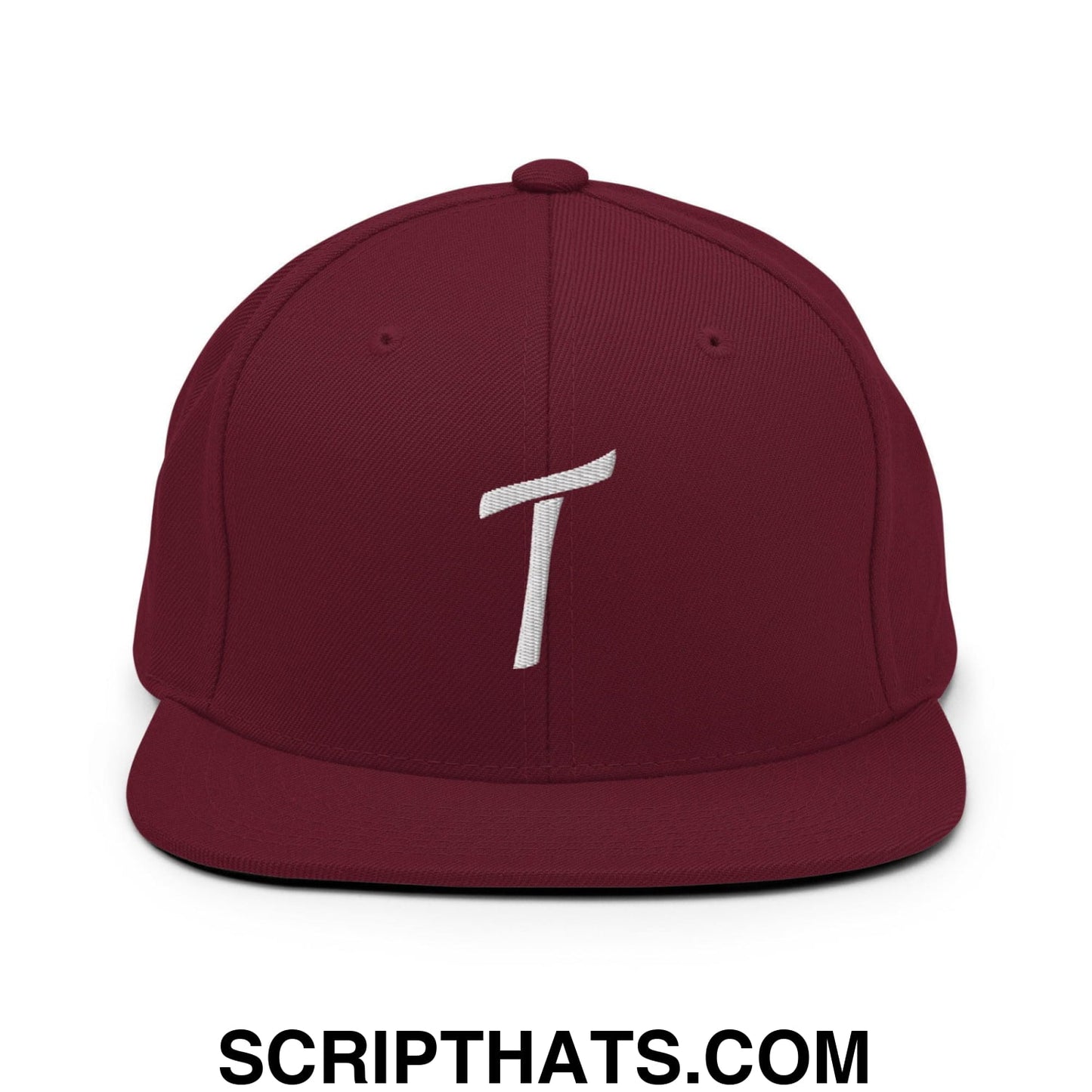 Tulsa Letter T Vintage Sports Script Snapback Hat Maroon