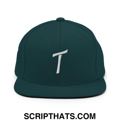 Tulsa Letter T Vintage Sports Script Snapback Hat Spruce