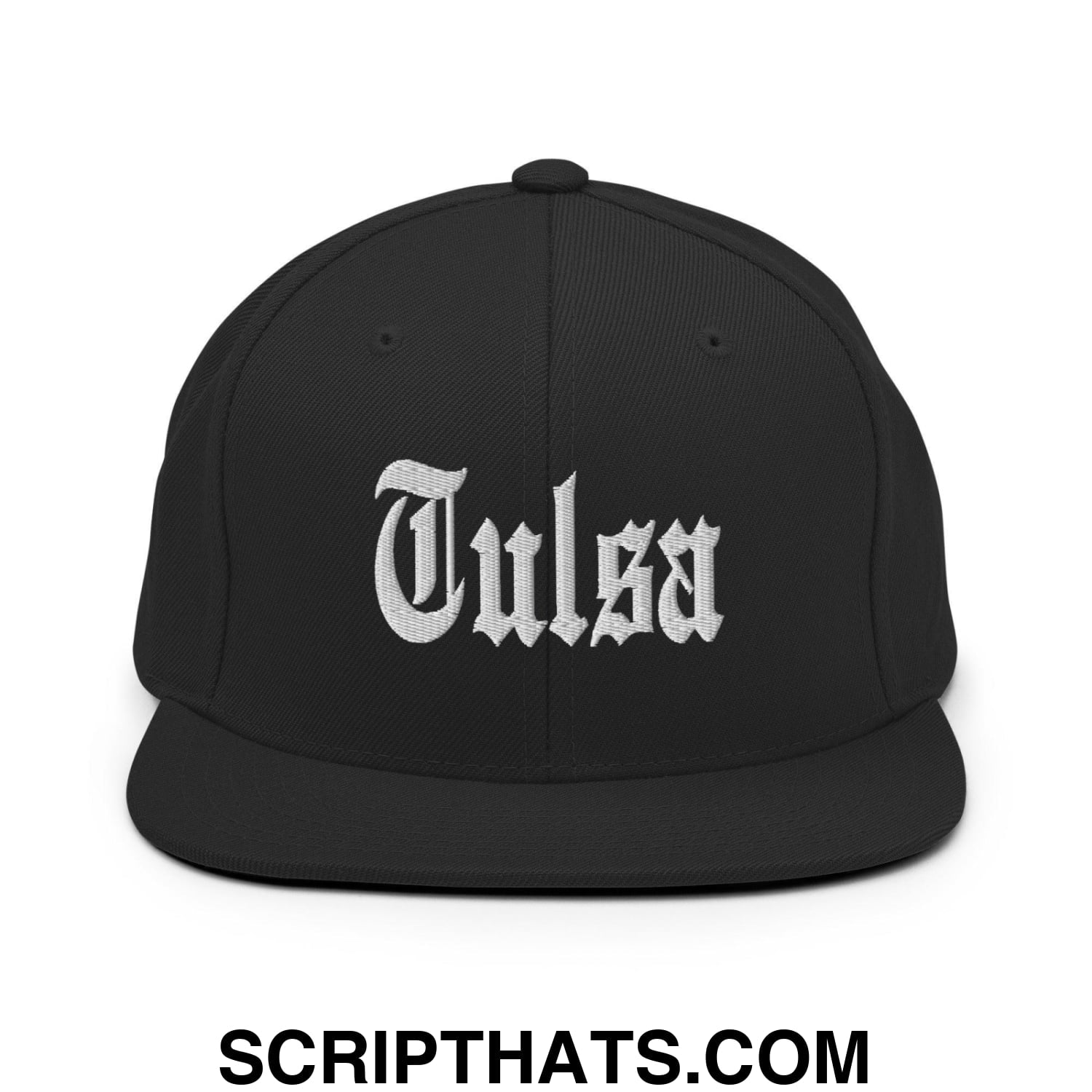 Tulsa OG Old English Snapback Hat Black