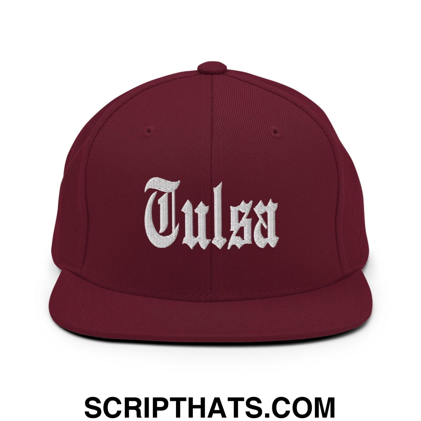 Tulsa OG Old English Snapback Hat Maroon