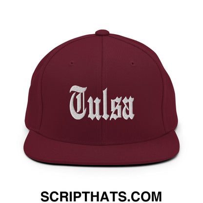 Tulsa OG Old English Snapback Hat Maroon