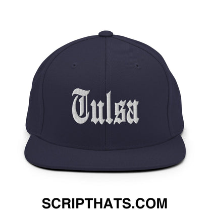 Tulsa OG Old English Snapback Hat Navy