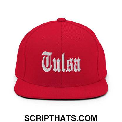 Tulsa OG Old English Snapback Hat Red