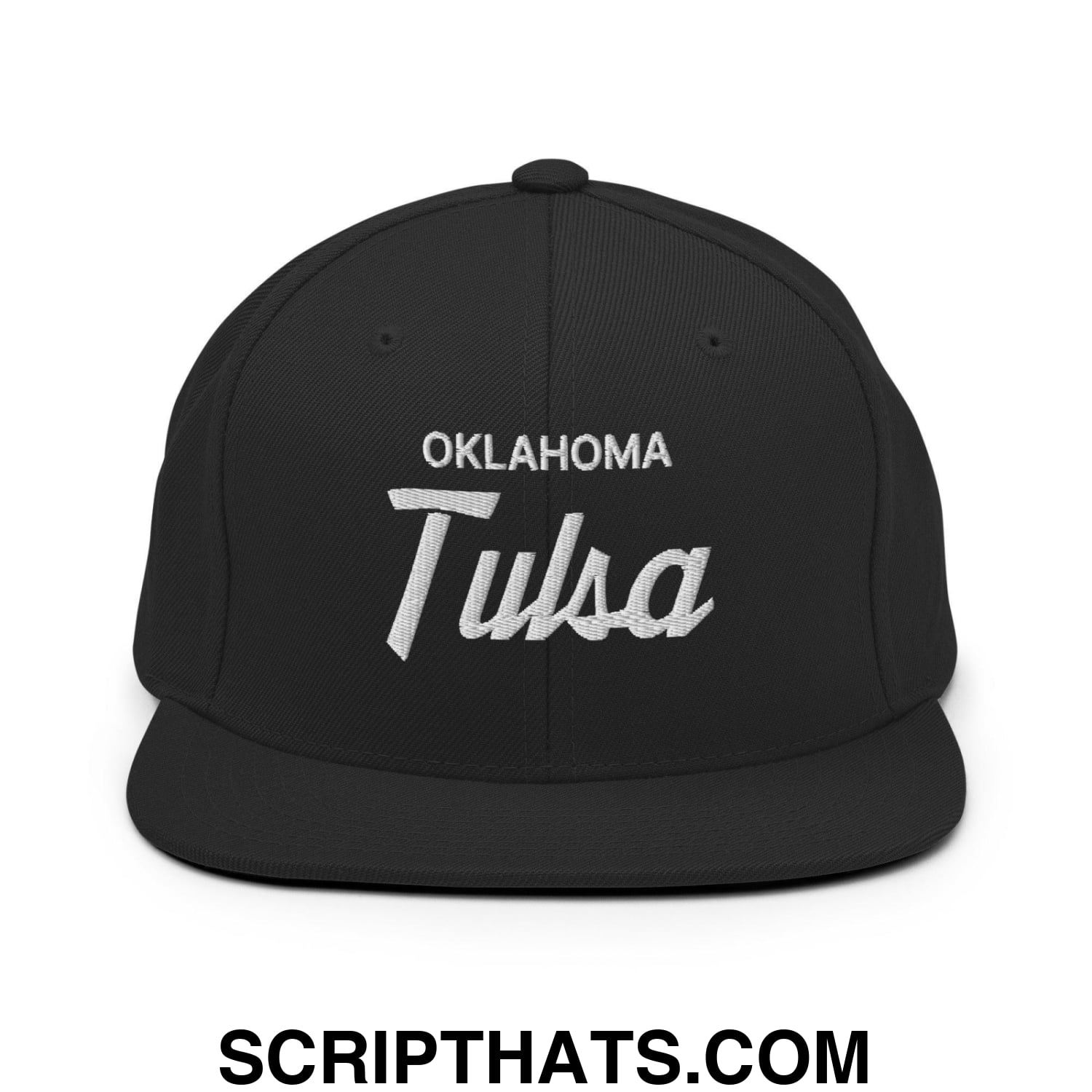 Tulsa Oklahoma Vintage Sports Script Snapback Hat Black