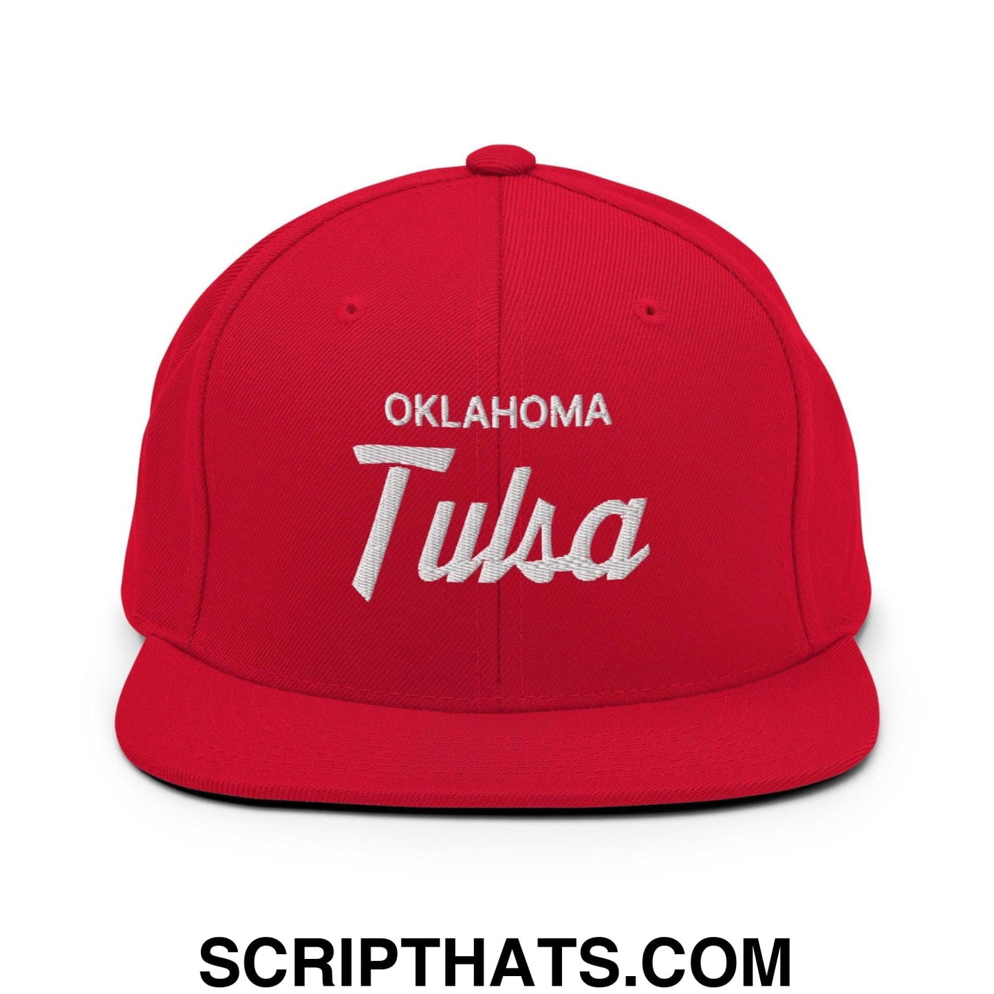 Tulsa Oklahoma Vintage Sports Script Snapback Hat Red