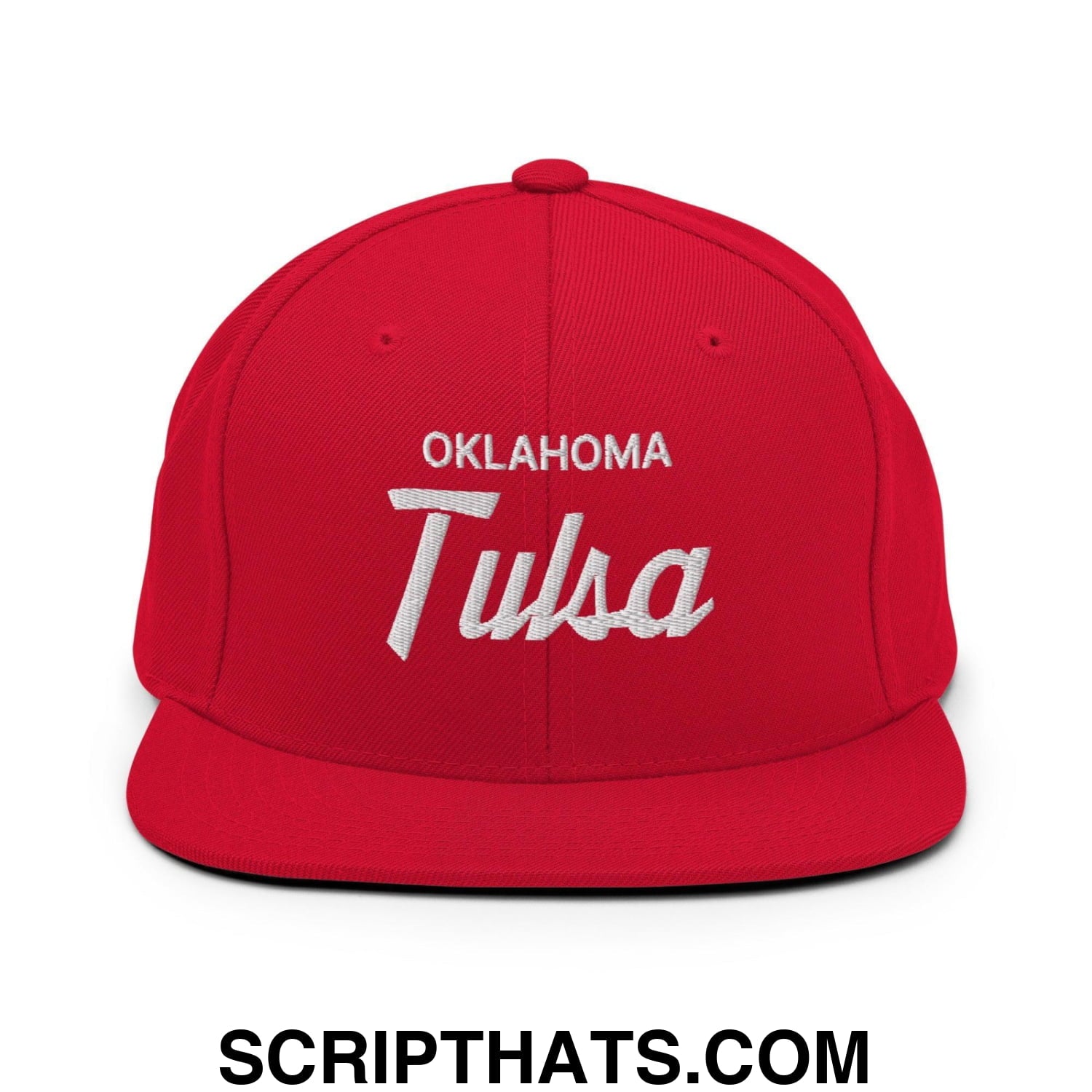 Tulsa Oklahoma Vintage Sports Script Snapback Hat Red