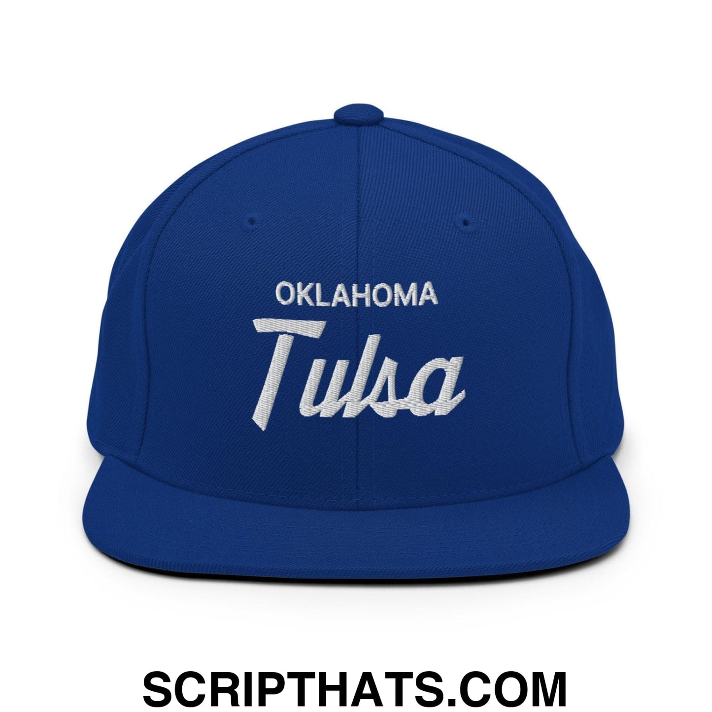 Tulsa Oklahoma Vintage Sports Script Snapback Hat Royal Blue