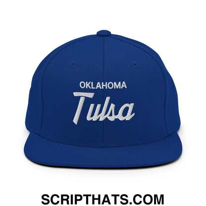Tulsa Oklahoma Vintage Sports Script Snapback Hat Royal Blue