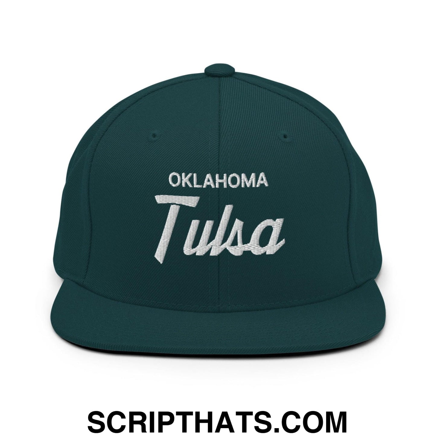Tulsa Oklahoma Vintage Sports Script Snapback Hat Spruce
