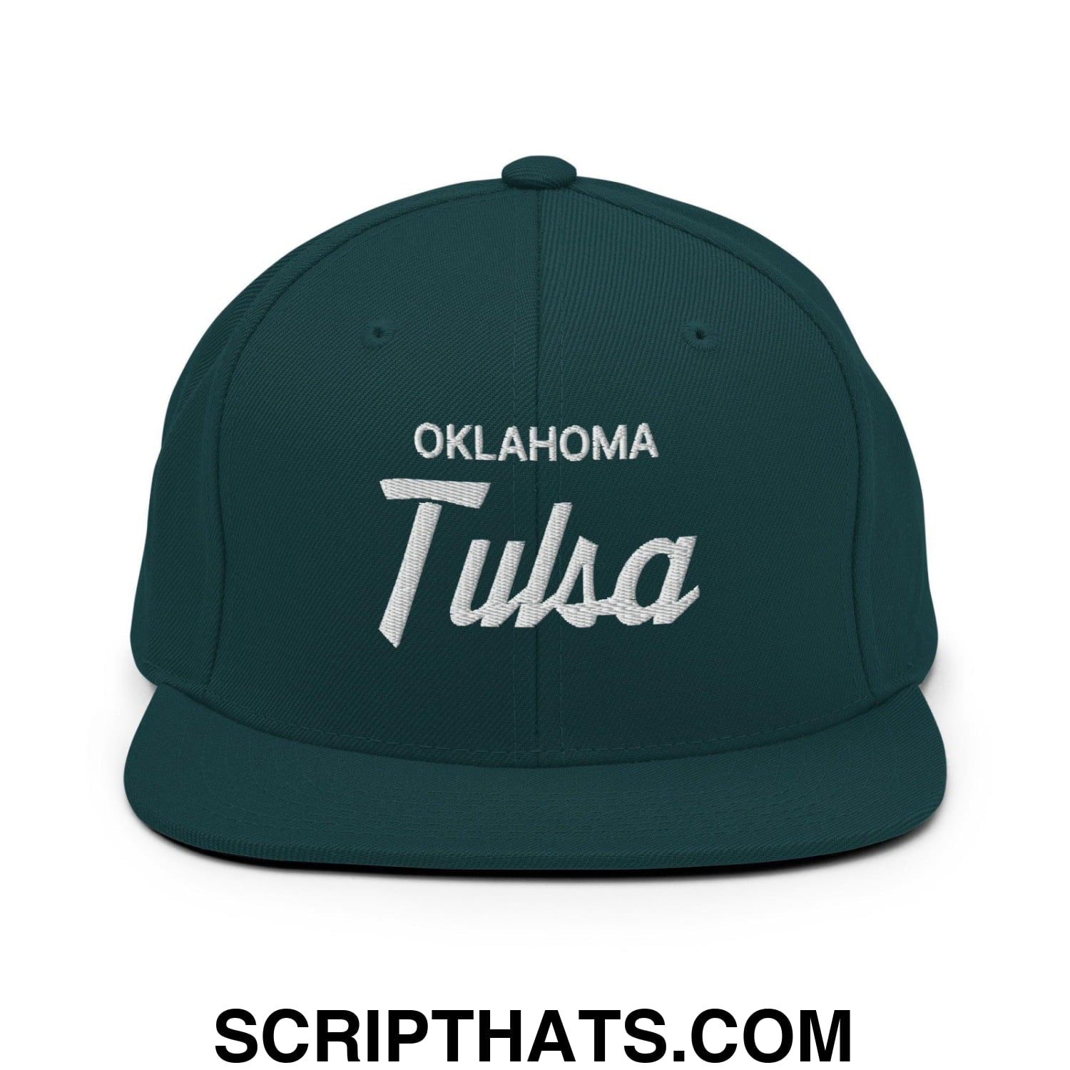 Tulsa Oklahoma Vintage Sports Script Snapback Hat Spruce