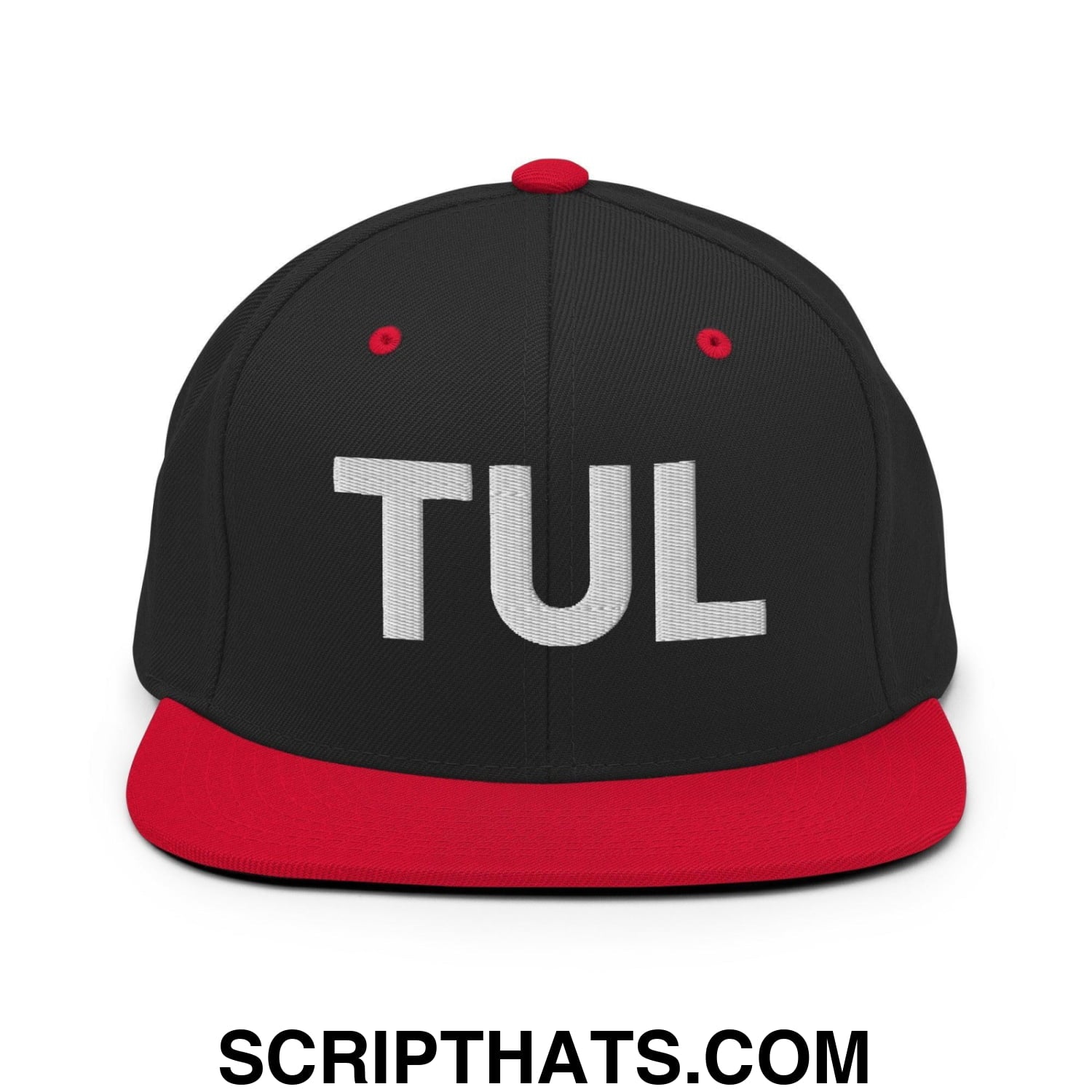 Tulsa TUL Vintage Block Snapback Hat Black Red