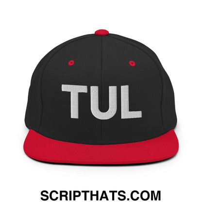 Tulsa TUL Vintage Block Snapback Hat Black Red