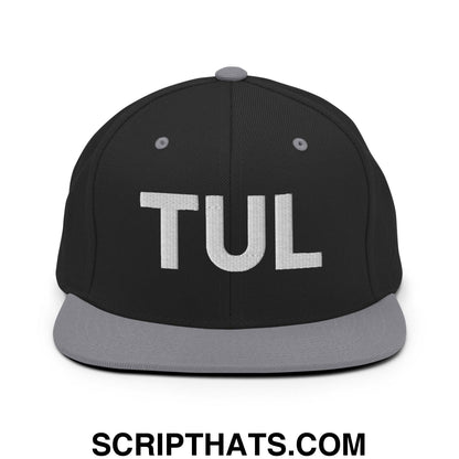 Tulsa TUL Vintage Block Snapback Hat Black Silver