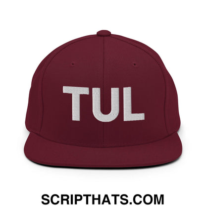 Tulsa TUL Vintage Block Snapback Hat Maroon