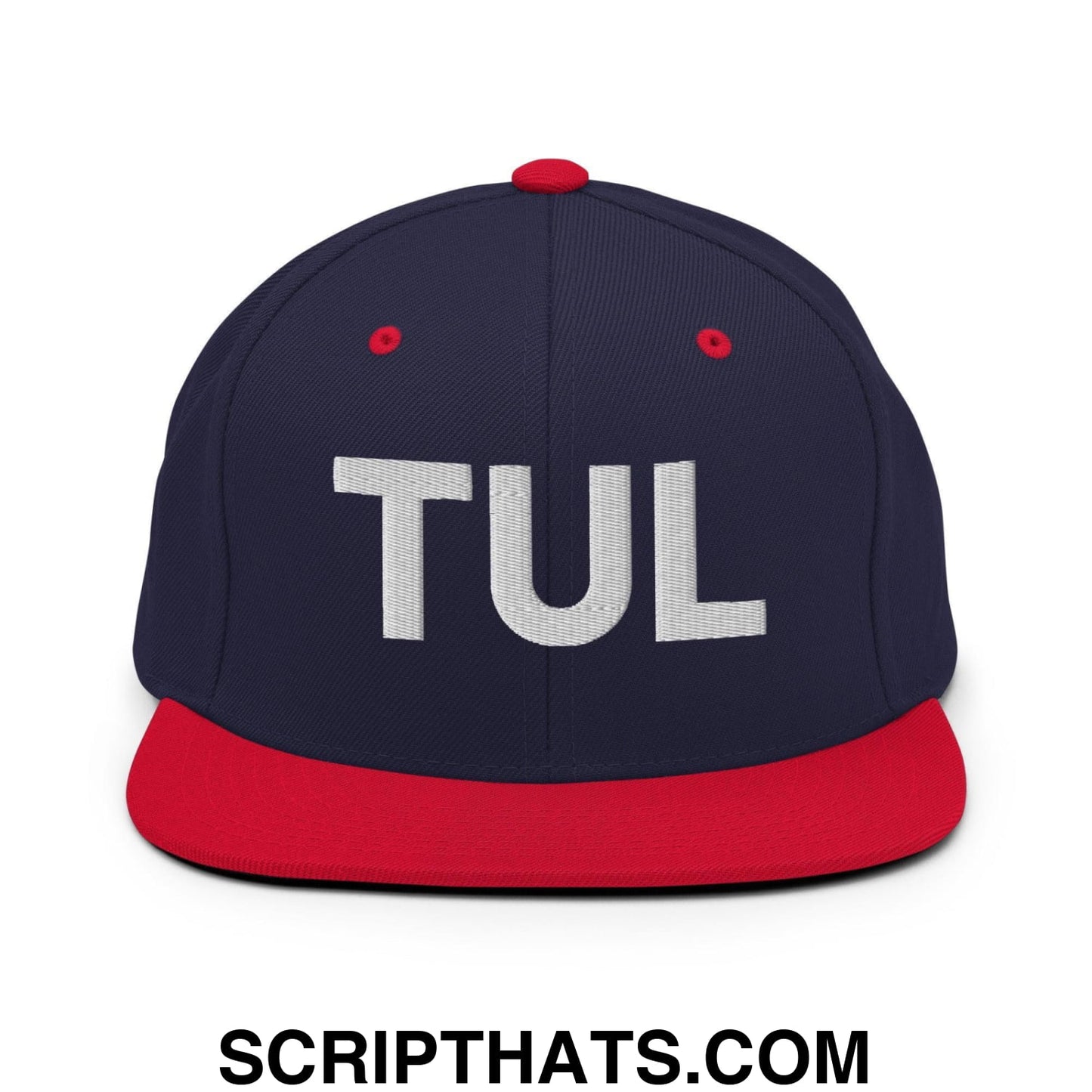 Tulsa TUL Vintage Block Snapback Hat Navy Red