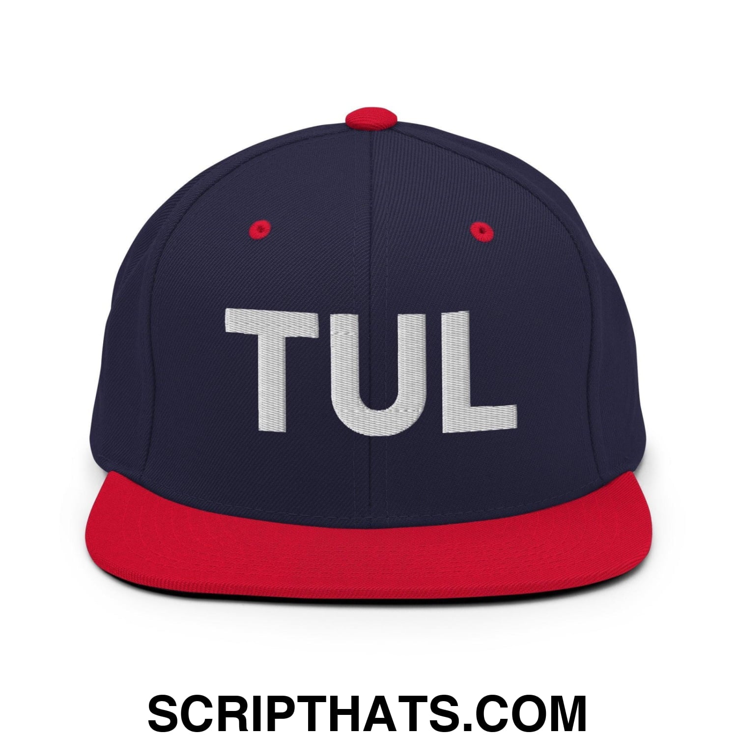 Tulsa TUL Vintage Block Snapback Hat Navy Red