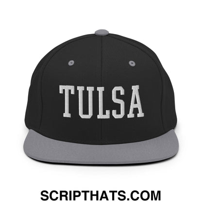 Tulsa Varsity Letterman Block Snapback Hat Black Silver