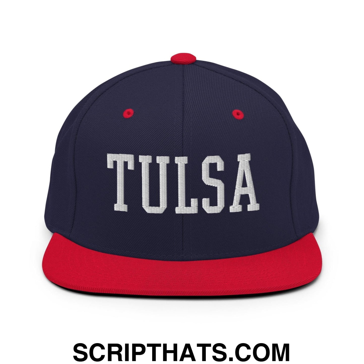 Tulsa Varsity Letterman Block Snapback Hat Navy Red