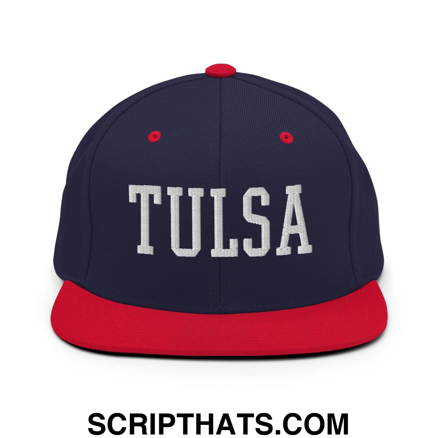 Tulsa Varsity Letterman Block Snapback Hat Navy Red