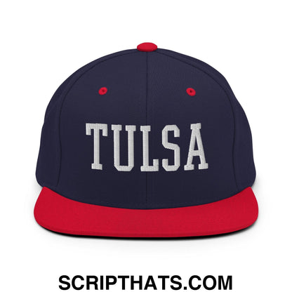 Tulsa Varsity Letterman Block Snapback Hat Navy Red
