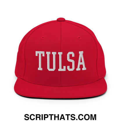 Tulsa Varsity Letterman Block Snapback Hat Red