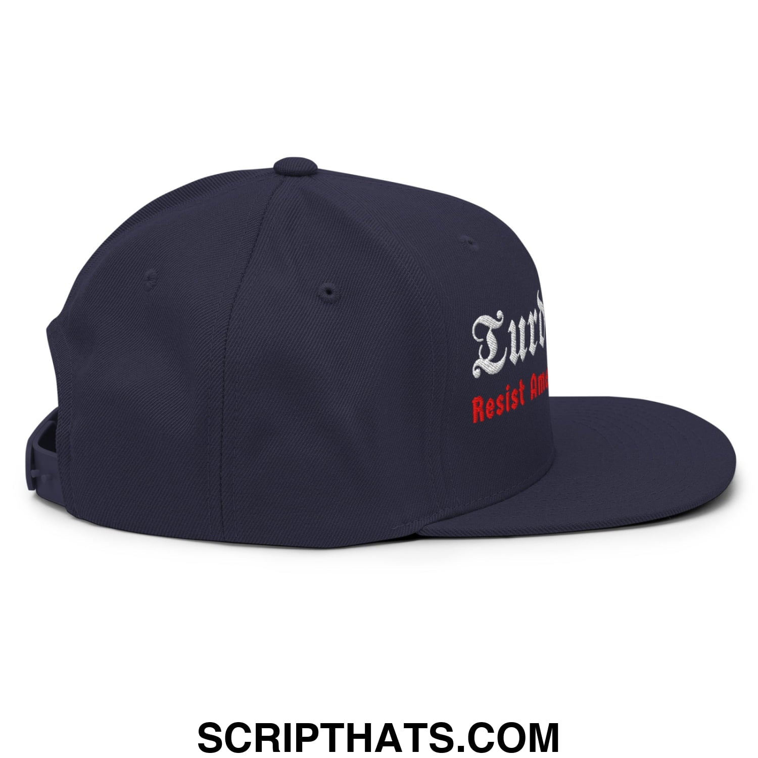 Turd Reich Resist American Fascism Embroidered Flat Bill Brim Snapback Hat Navy