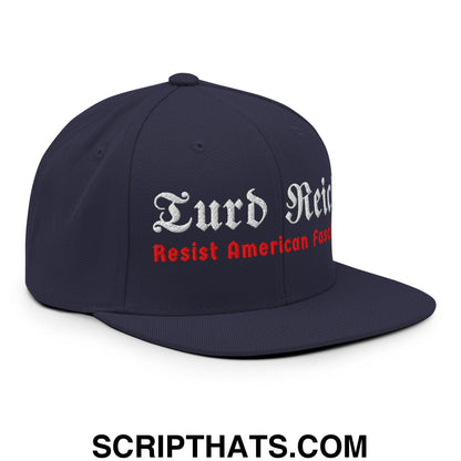 Turd Reich Resist American Fascism Embroidered Flat Bill Brim Snapback Hat Navy
