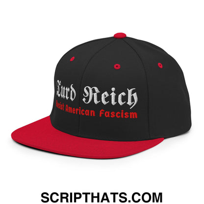 Turd Reich Resist American Fascism Embroidered Flat Bill Brim Snapback Hat Black Red