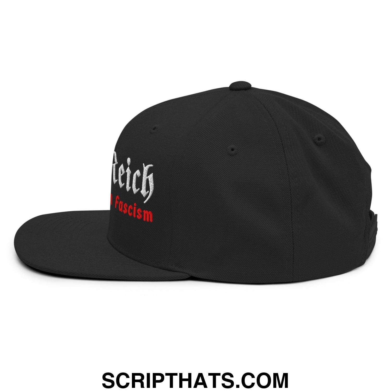 Turd Reich Resist American Fascism Embroidered Flat Bill Brim Snapback Hat Black