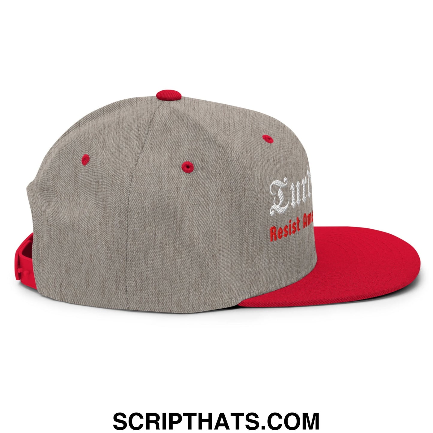 Turd Reich Resist American Fascism Embroidered Flat Bill Brim Snapback Hat Heather Grey Red
