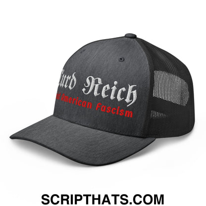 Turd Reich Resist American Fascism Embroidered Mesh Trucker Hat Dark Heather Gray
