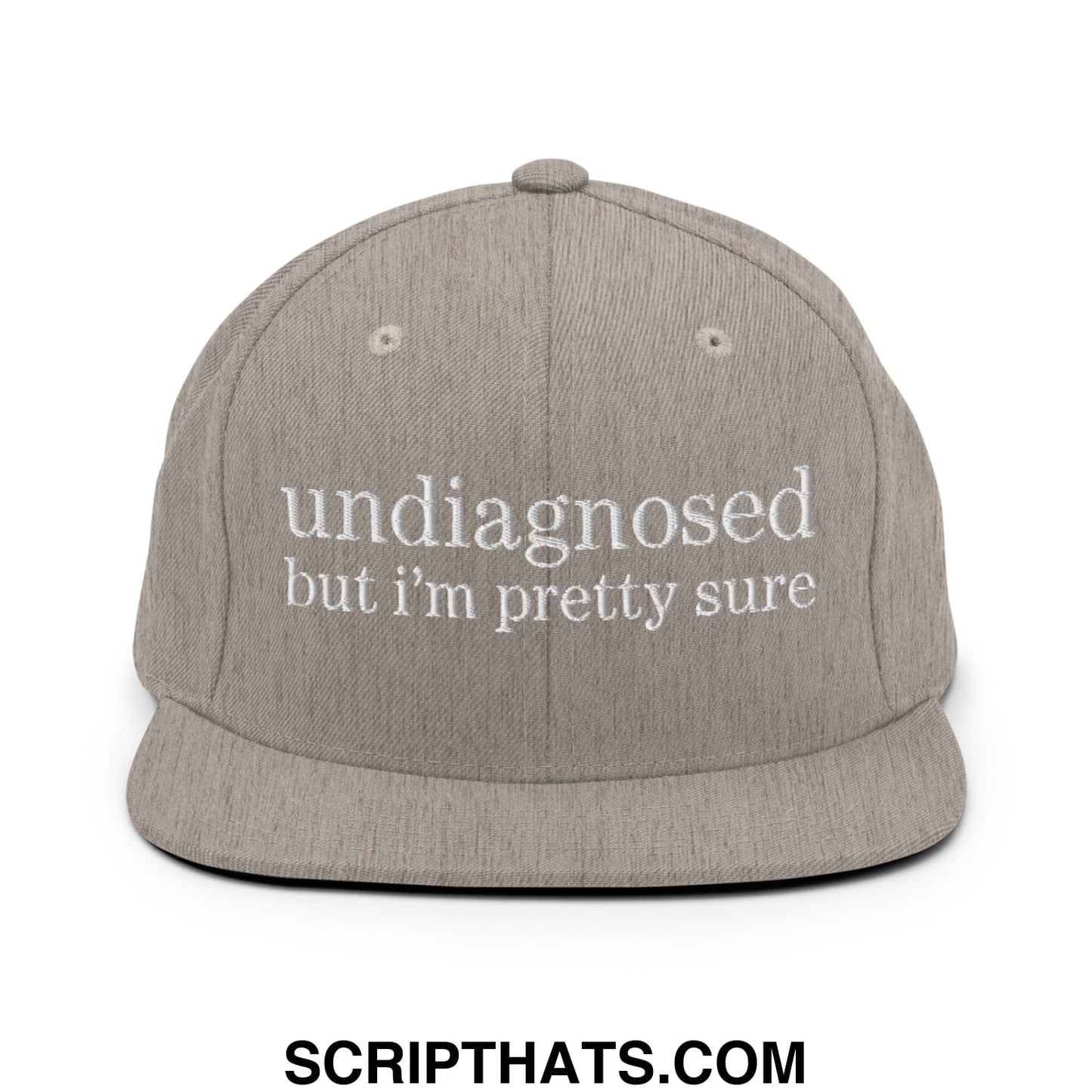 undiagnosed but i'm pretty sure Embroidered Flat Bill Brim Snapback Hat Heather Grey