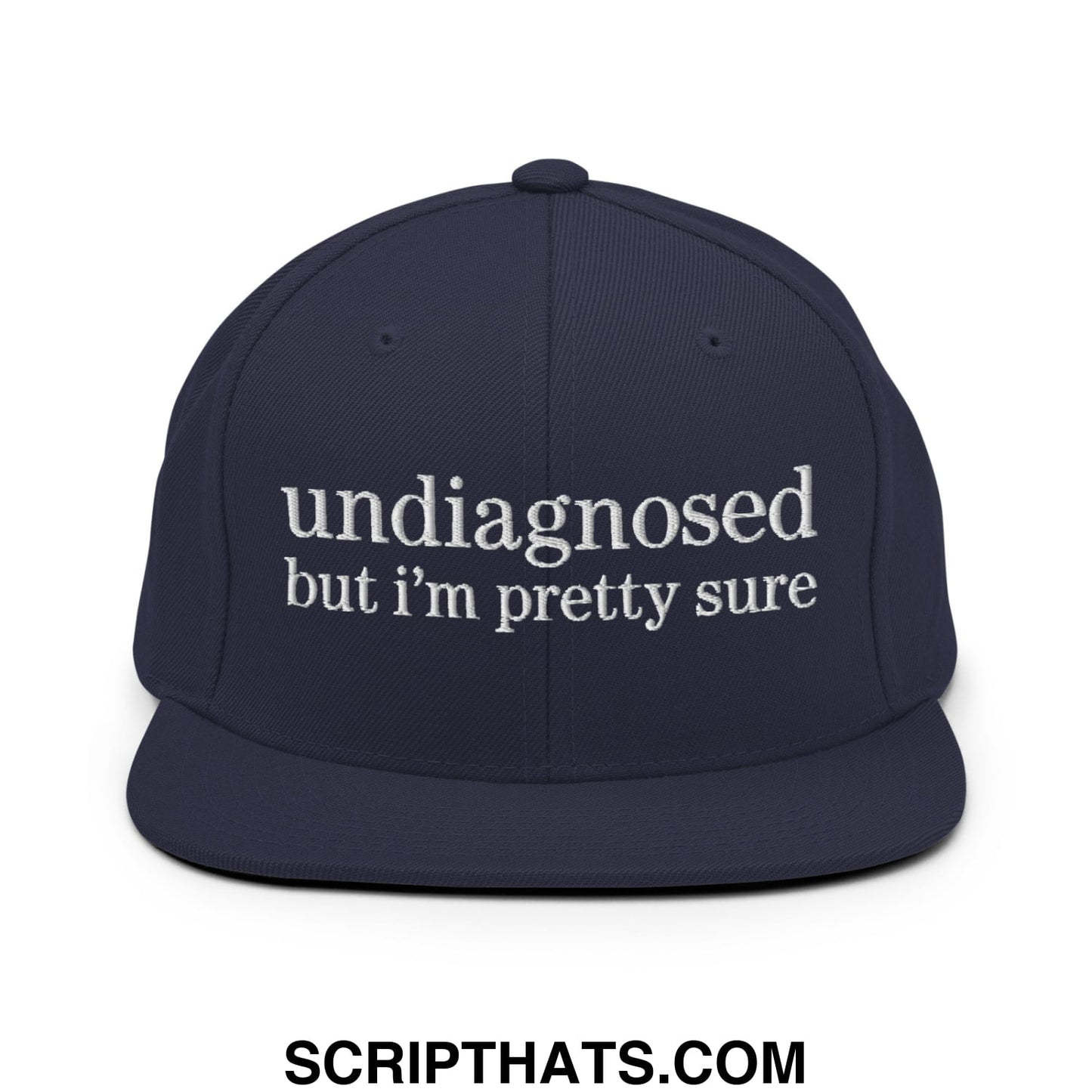 undiagnosed but i'm pretty sure Embroidered Flat Bill Brim Snapback Hat Navy
