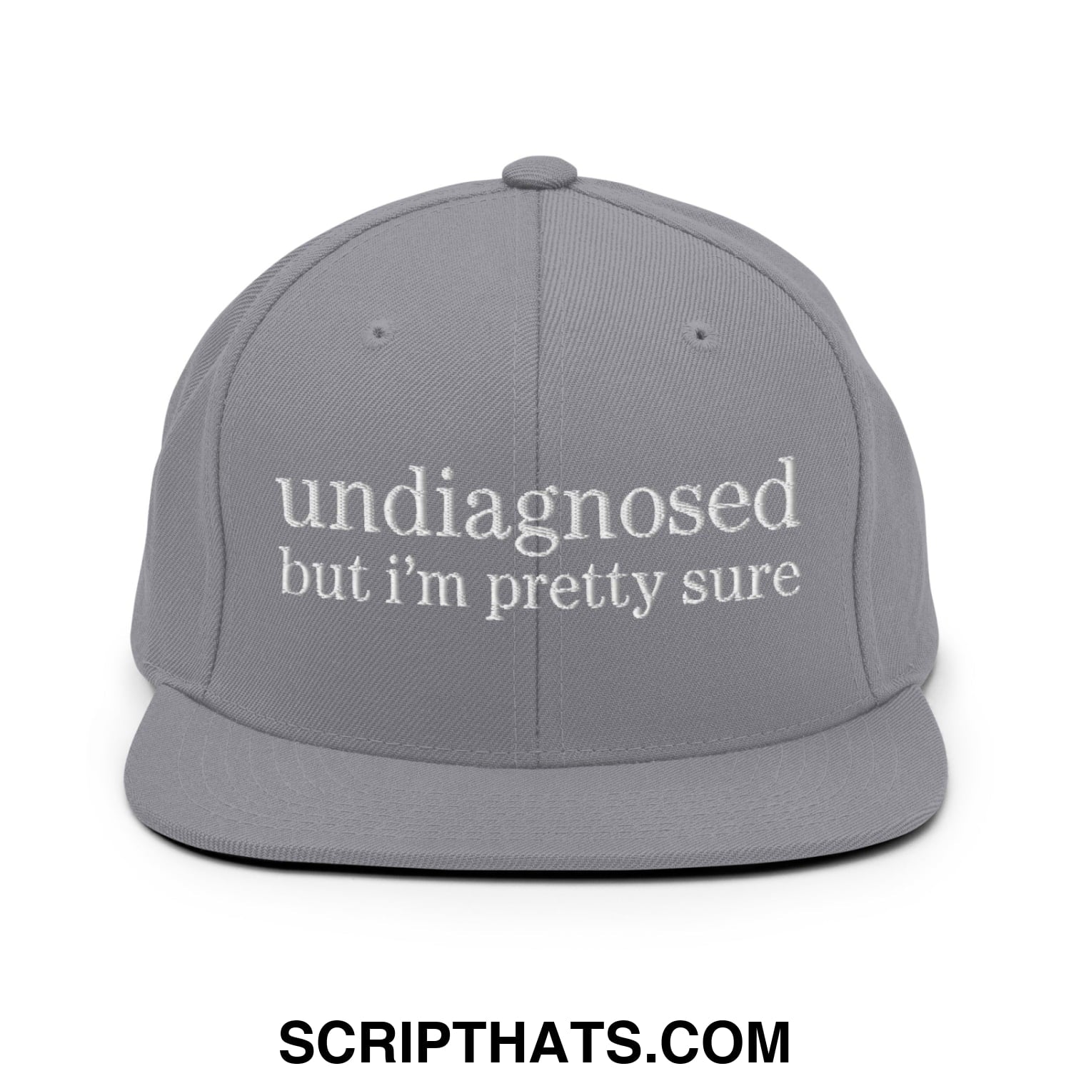 undiagnosed but i'm pretty sure Embroidered Flat Bill Brim Snapback Hat Silver