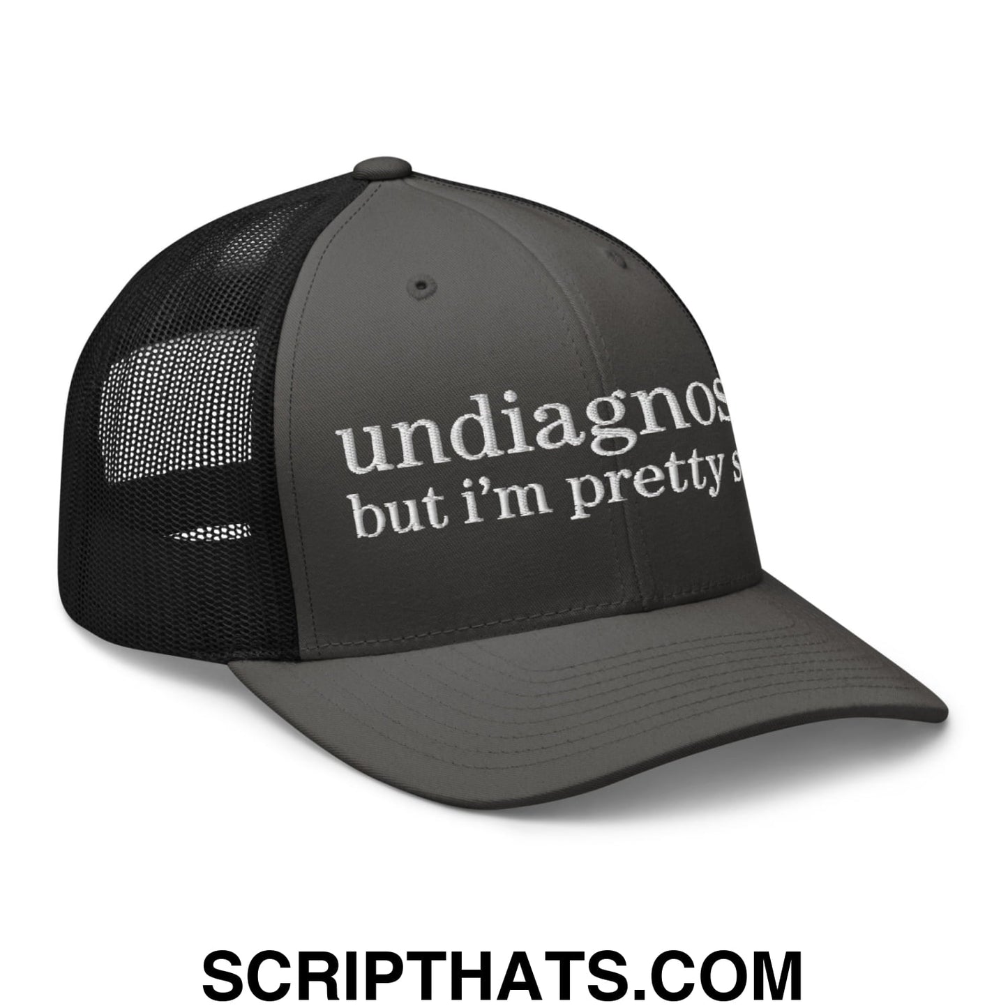 undiagnosed but i'm pretty sure Embroidered Mesh Trucker Hat Charcoal Black
