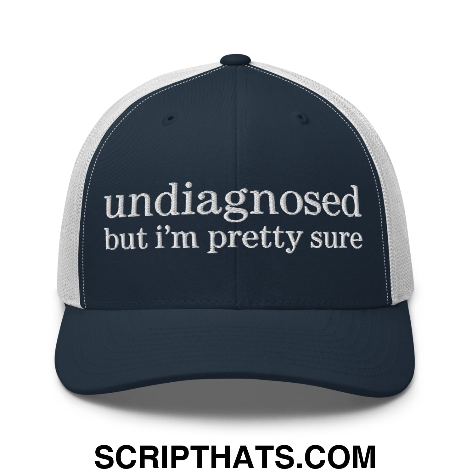 undiagnosed but i'm pretty sure Embroidered Mesh Trucker Hat Navy White