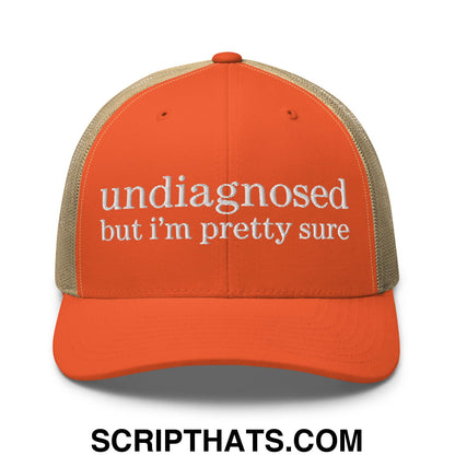 undiagnosed but i'm pretty sure Embroidered Mesh Trucker Hat Rustic Orange Khaki