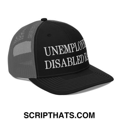 Unemployed Disabled Rat Embroidered Classic Mesh Trucker Hat Black Charcoal