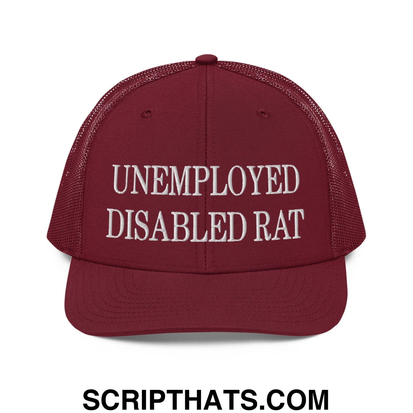 Unemployed Disabled Rat Embroidered Classic Mesh Trucker Hat Cardinal