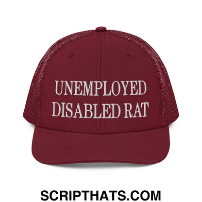 Unemployed Disabled Rat Embroidered Classic Mesh Trucker Hat Cardinal