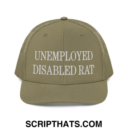 Unemployed Disabled Rat Embroidered Classic Mesh Trucker Hat Loden