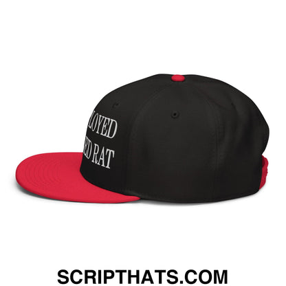 Unemployed Disabled Rat Embroidered Flat Brim Bill Snapback Hat Red Black Black