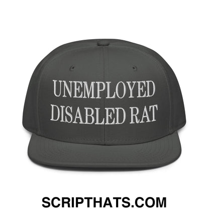 Unemployed Disabled Rat Embroidered Flat Brim Bill Snapback Hat Charcoal gray