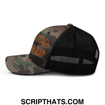 Unemployed Disabled Rat Embroidered Orange Camo Trucker Hat Camo Black