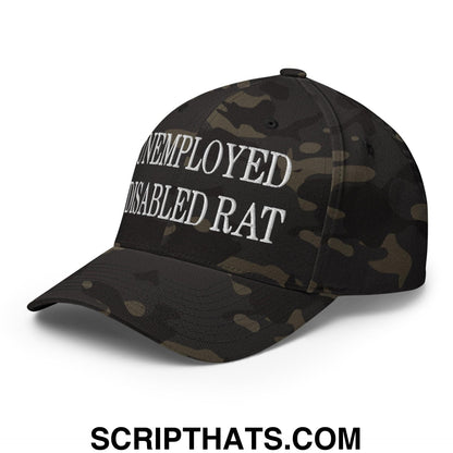 Unemployed Disabled Rat Embroidered Stretch Fit Baseball Hat Multicam Black