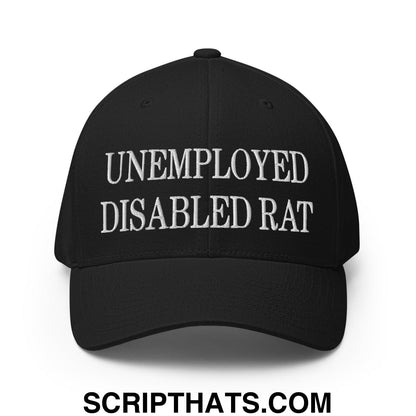 Unemployed Disabled Rat Embroidered Stretch Fit Baseball Hat Black
