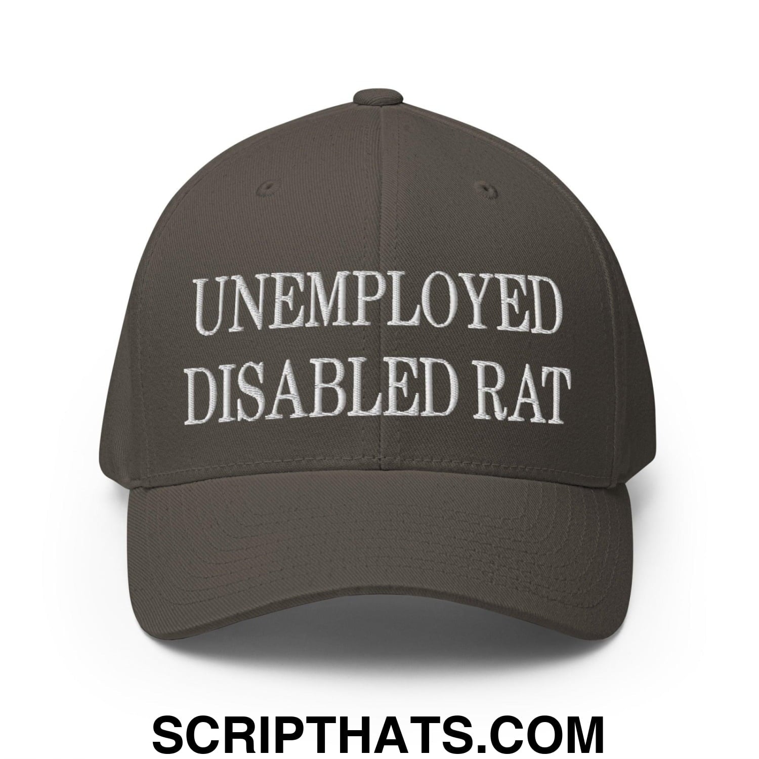 Unemployed Disabled Rat Embroidered Stretch Fit Baseball Hat Dark Grey