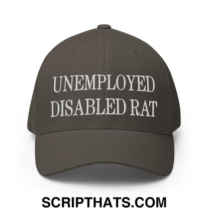 Unemployed Disabled Rat Embroidered Stretch Fit Baseball Hat Dark Grey