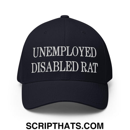 Unemployed Disabled Rat Embroidered Stretch Fit Baseball Hat Dark Navy
